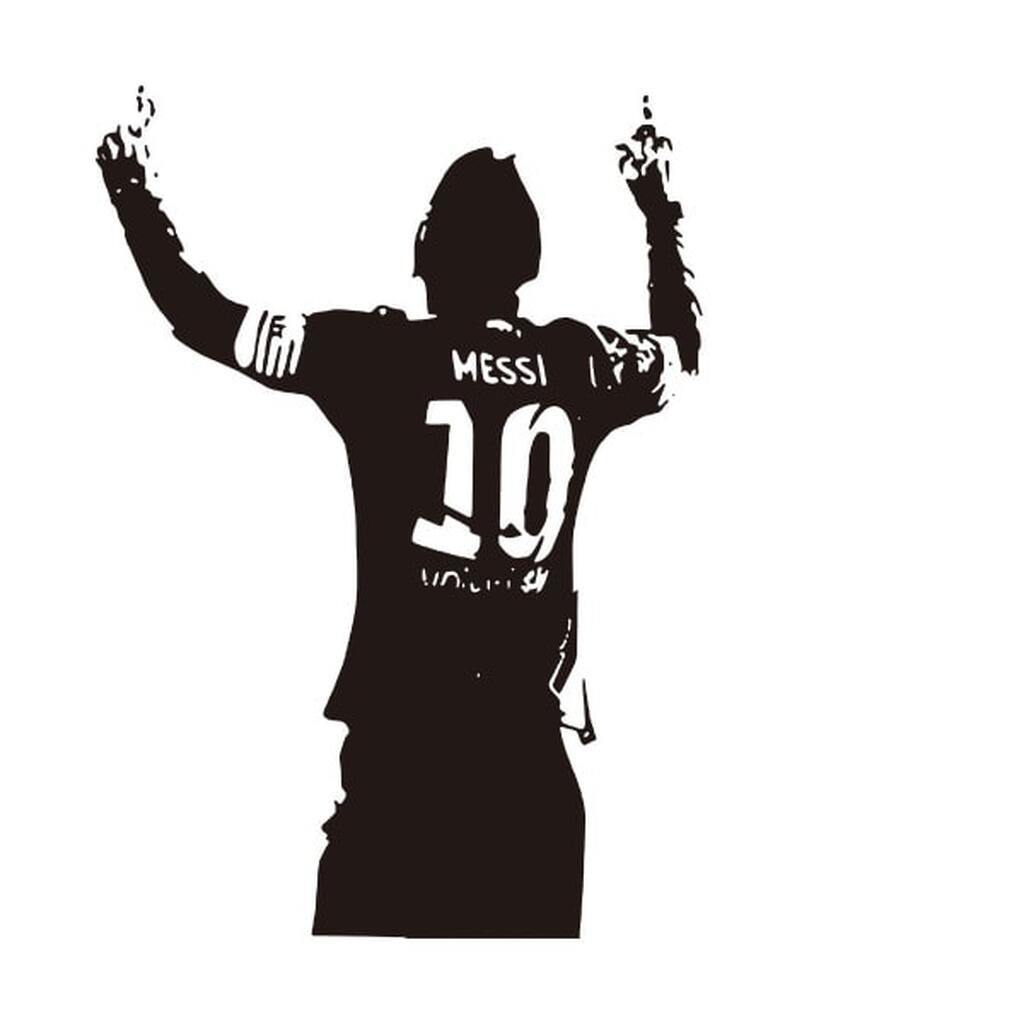Messi takker de højere magter. Flot fodbold wallsticker. 56x40cm