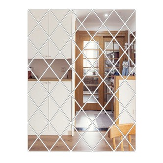 Spejlvæg med selvklæbende spejle til at lave et stort DIY spejl. 58 stk. 100x100cm.