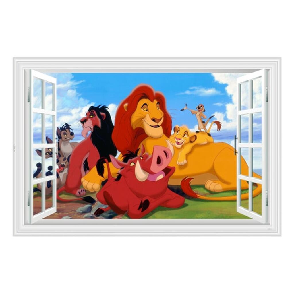 Løvernes Konge wallsticker. Vindue med hygge på sletten. 60x90cm