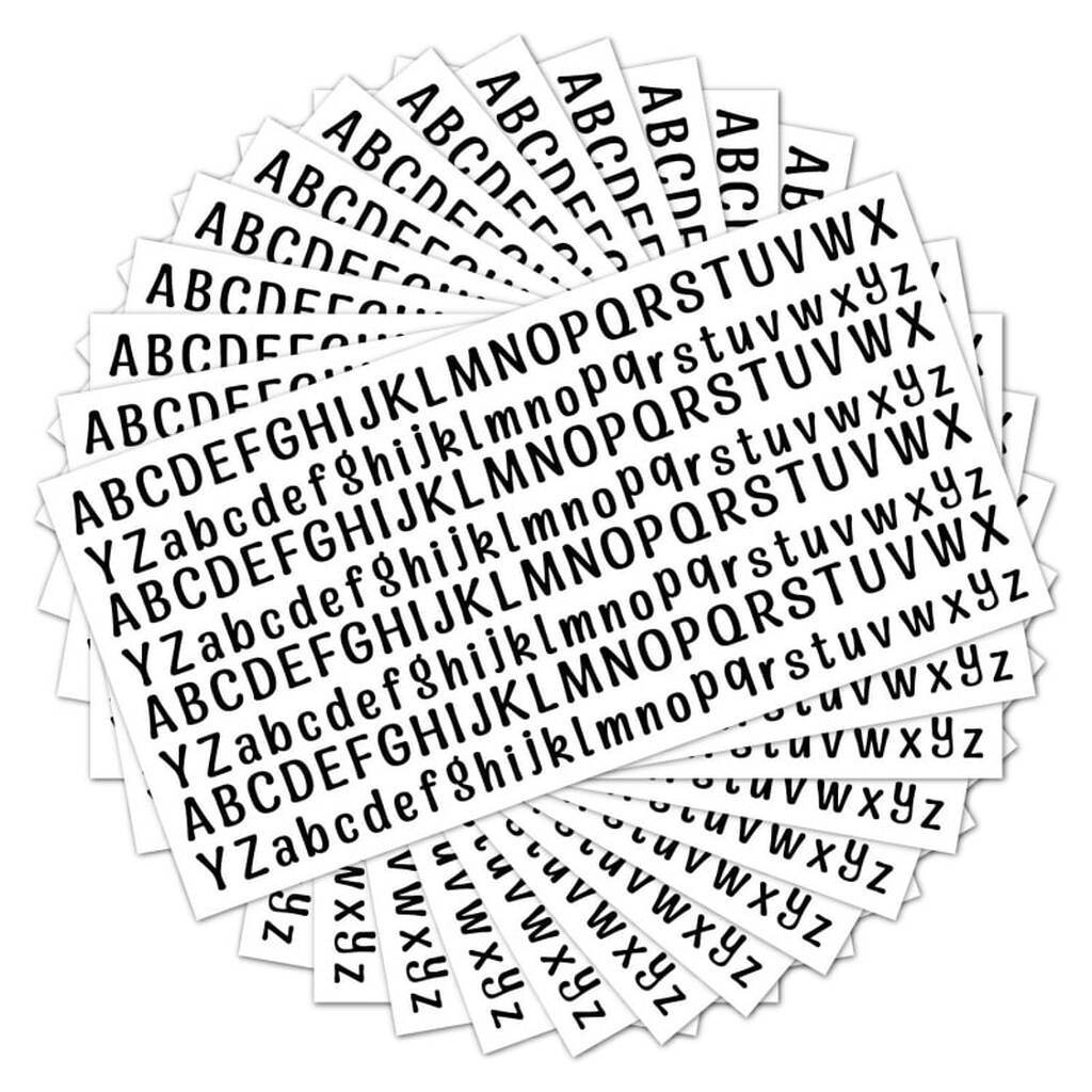 Kreativ og Alsidig Klistermærke Sæt. Store og Små Bogstaver. A til Z. Ensfarvet.