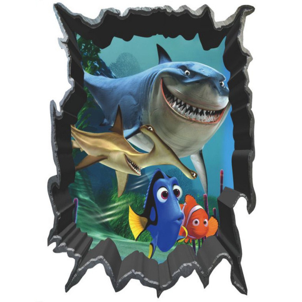Find Nemo wallsticker. Hul i væggen. 70x50cm.