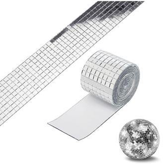 DIY spejlvæg. Selvklæbende mini-mosaikfliser i ægte glas. Mål: 4x100cm. Silver.