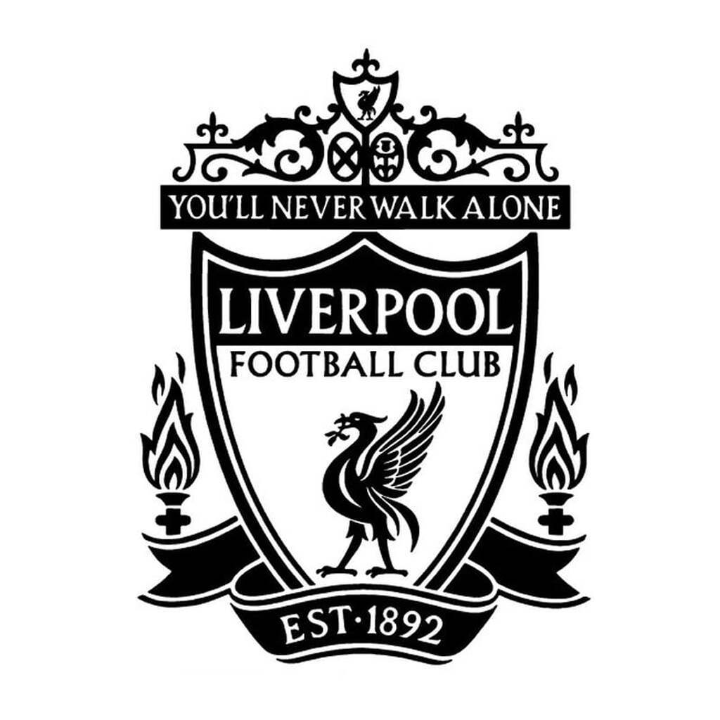 Liverpool wallsticker. Liverpool logo som fodbold wallsticker. Sort. (50x37cm)