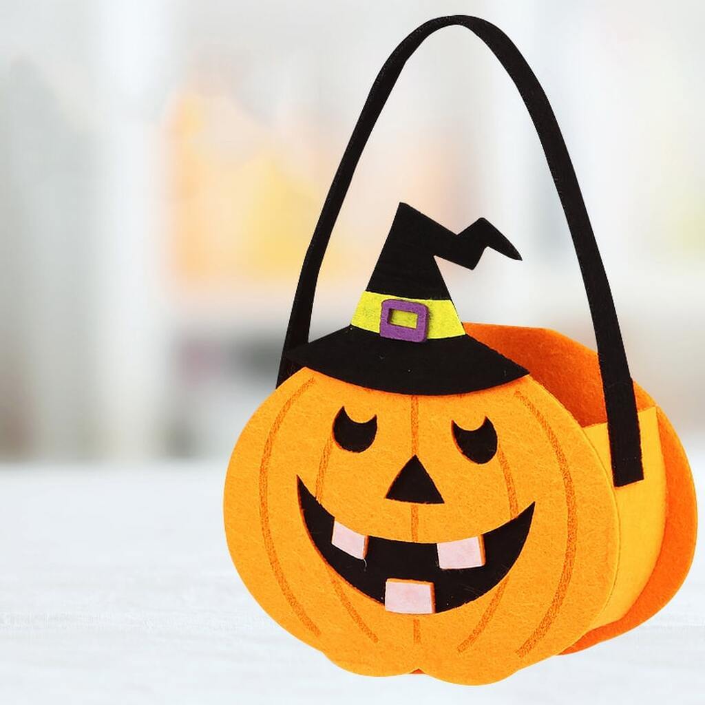 Græskarspand i Filt. Perfekt slikspand til Trick or Treat. NGD-13