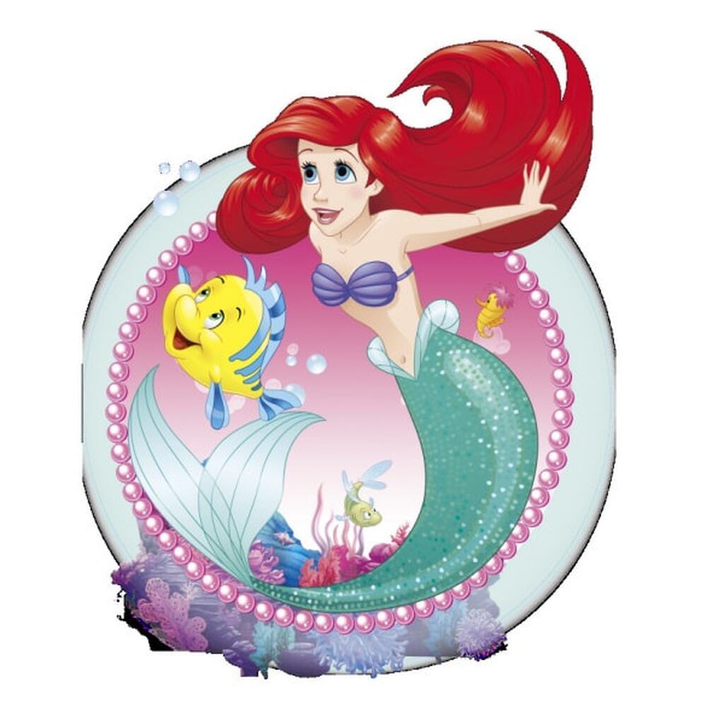 Sød lille wallsticker med Den lille havfrue og Tumle. 16x20cm.