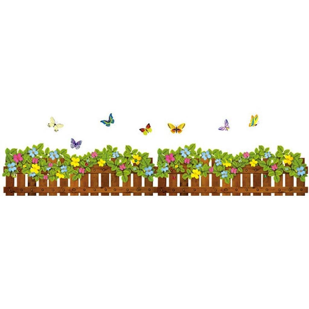 Rigtig fint blomsterhegn. Flot wallsticker med hegn, blomster mm