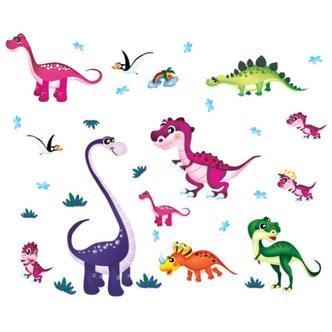 Sød baby dinosaurus wallsticker med 13 forskellige søde motiver.