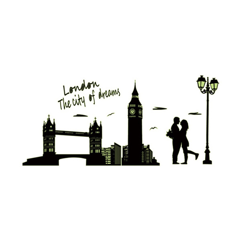 London wallsticker der lyser i mørket. 160x70cm