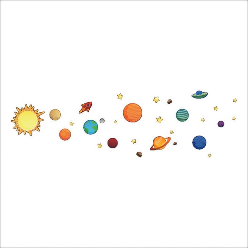 Solsystemet for børn. Flot wallsticker med alle planeterne.