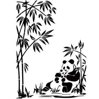 Sød Panda wallsticker. Mor med panda unge. 81x58cm