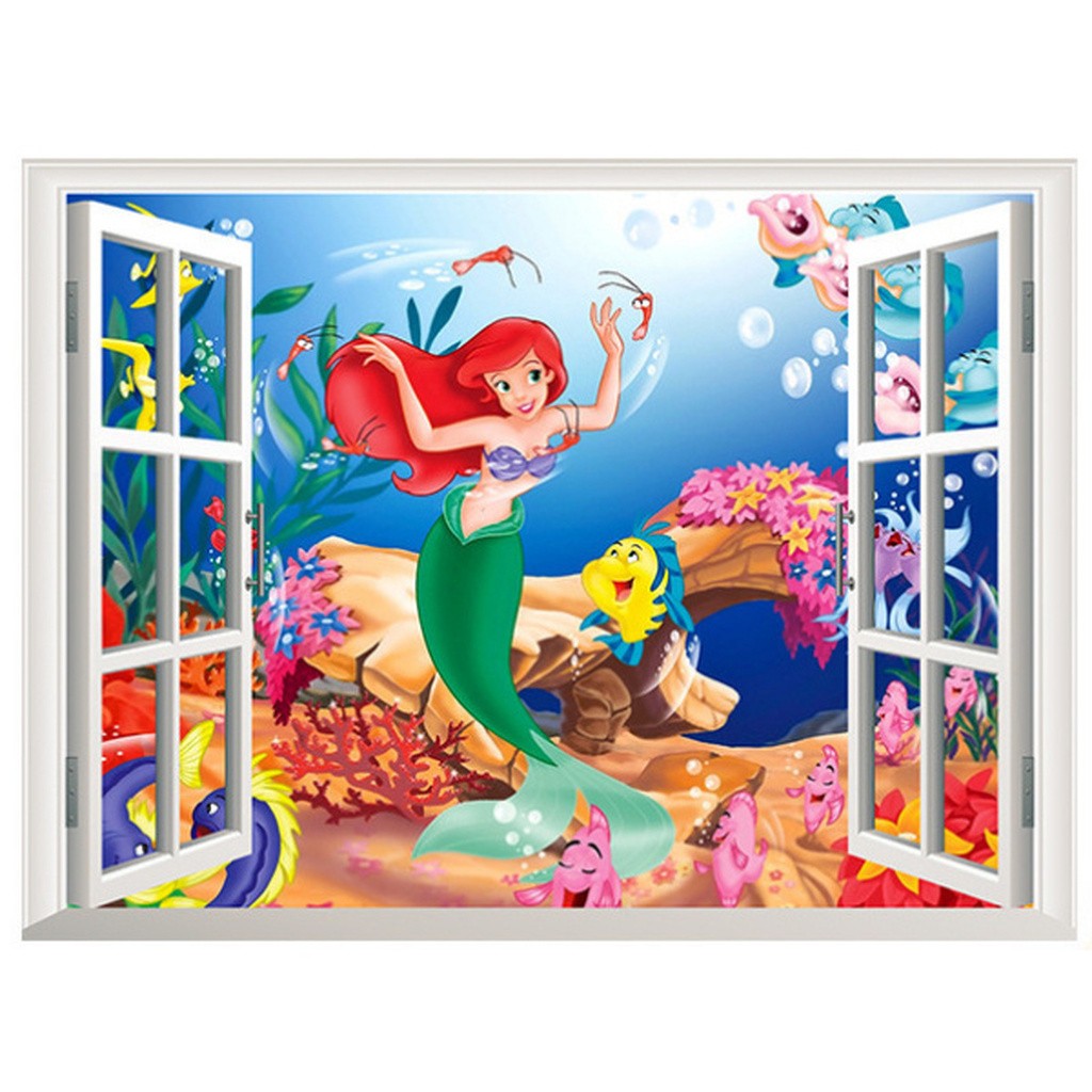Den lille havfrue wallsticker. Vindue. 60x45cm.