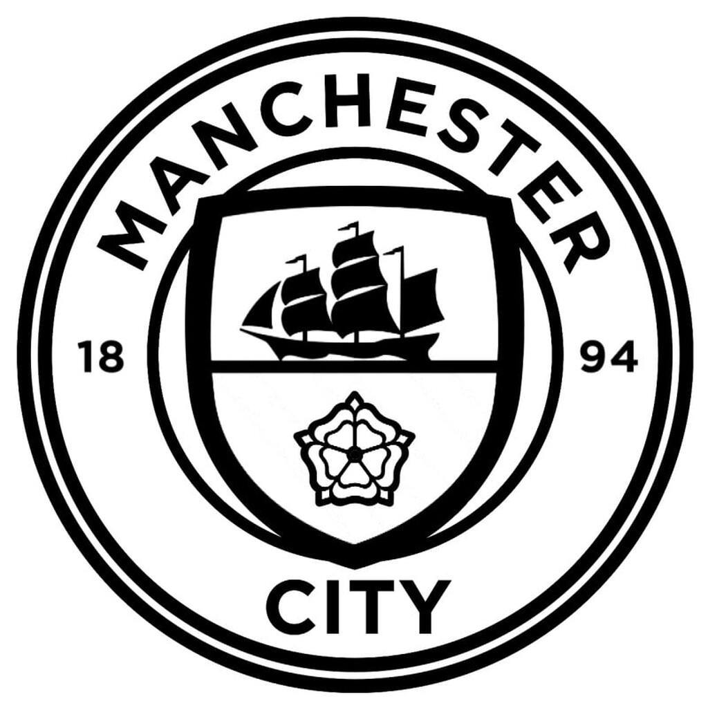 Manchester City wallsticker. Stort Man City logo som fodbold wallsticker. Sort.