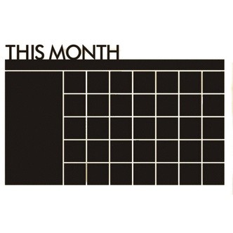 Stor wallsticker tavle til kridt. âThis monthâ kalender. 60x100cm