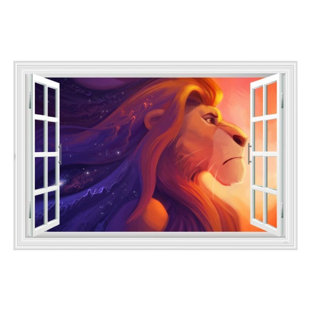 Løvernes Konge wallsticker. Vindue med Mufasa. 60x90cm.