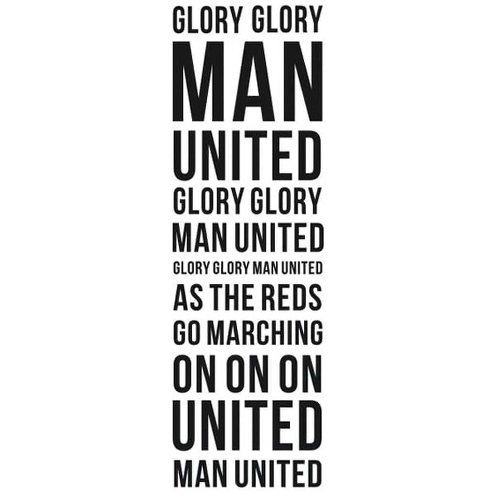 Manchester United wallsticker. Glory Glory Man United. 160x50cm