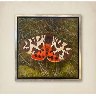 Natsommerfugl Brun Bjørnespinder - Unika Maleri af Etly Klarborg