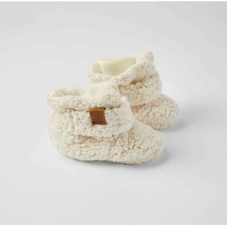 Cloby Teddy Booties - Off White - 6-12m