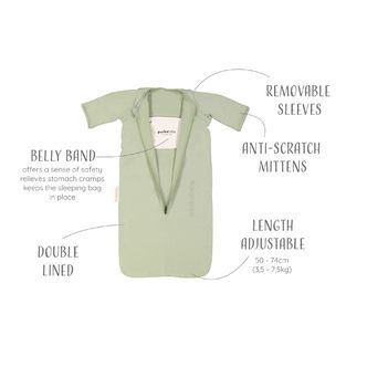 Puckababy the Bag Newborn, 0-6 mdr. / 70 cm, bomuld, oliven