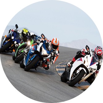 Motorcykler rundt kageprint / sukkerprint - 19 cm.
