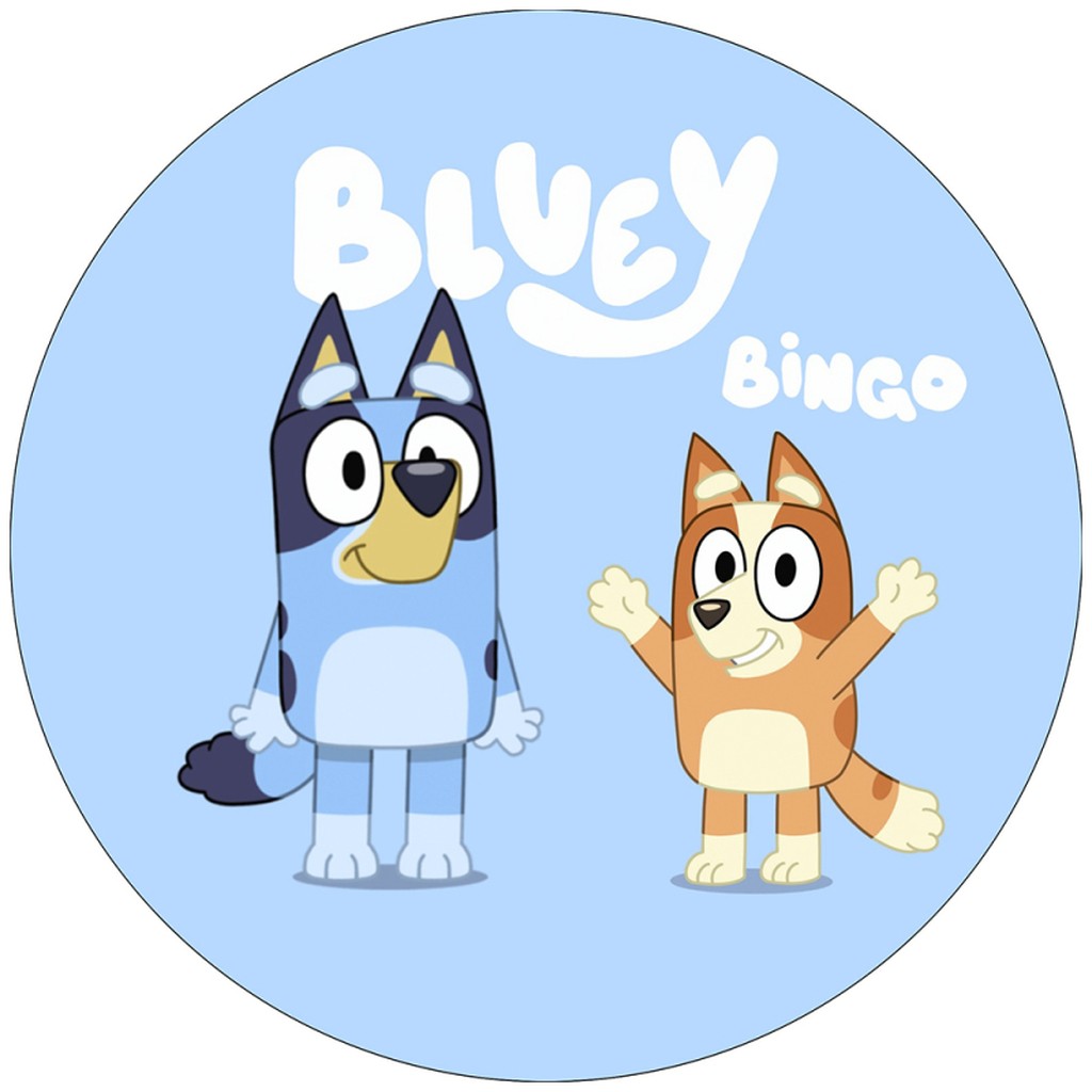 Bluey rundt sukkerprint 19 cm  - Bluey og Bingo