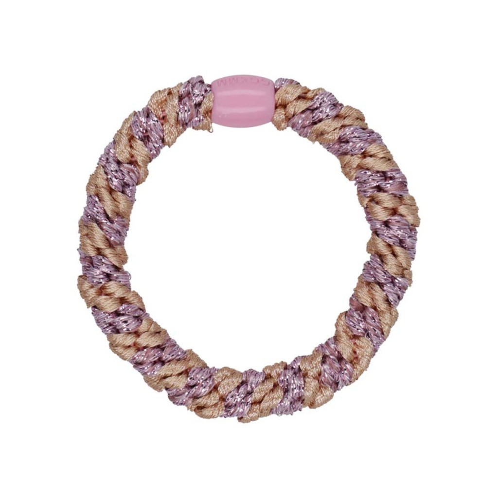 Hårelastik fra By Stær - Multi peach and pink glitter