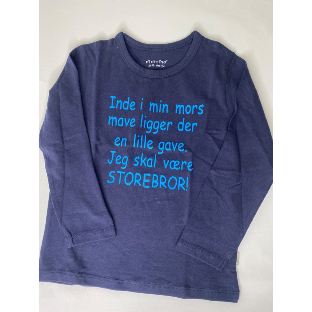 T-shirt med lange ærmer i navy str 92 -  "Jeg skal være STOREBROR"