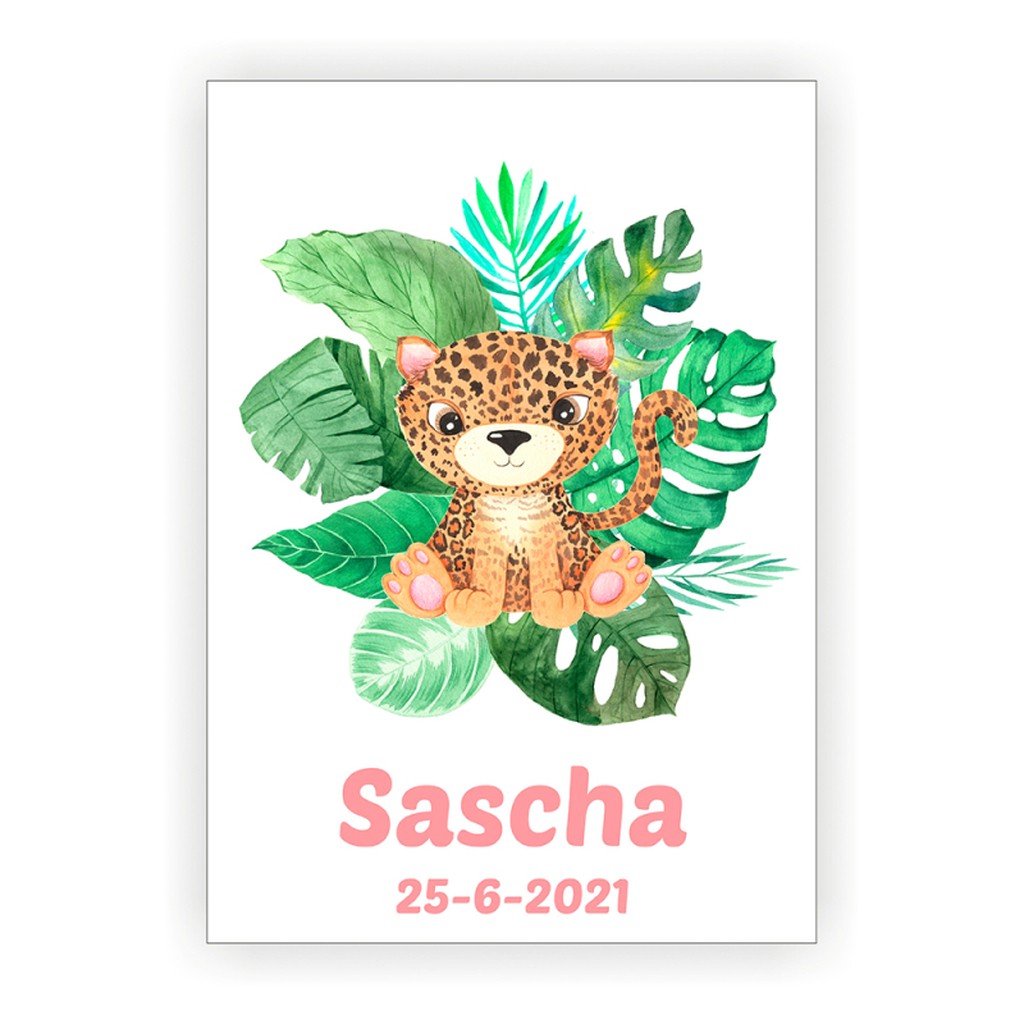 Plakat med navn - Leopard/planter