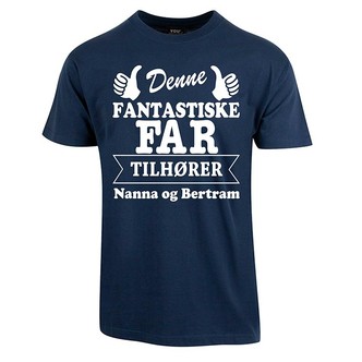 Far tilhører t-shirt med børnenes navne - Navy