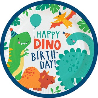 Dinosaur paptallerkner - 8 stk.