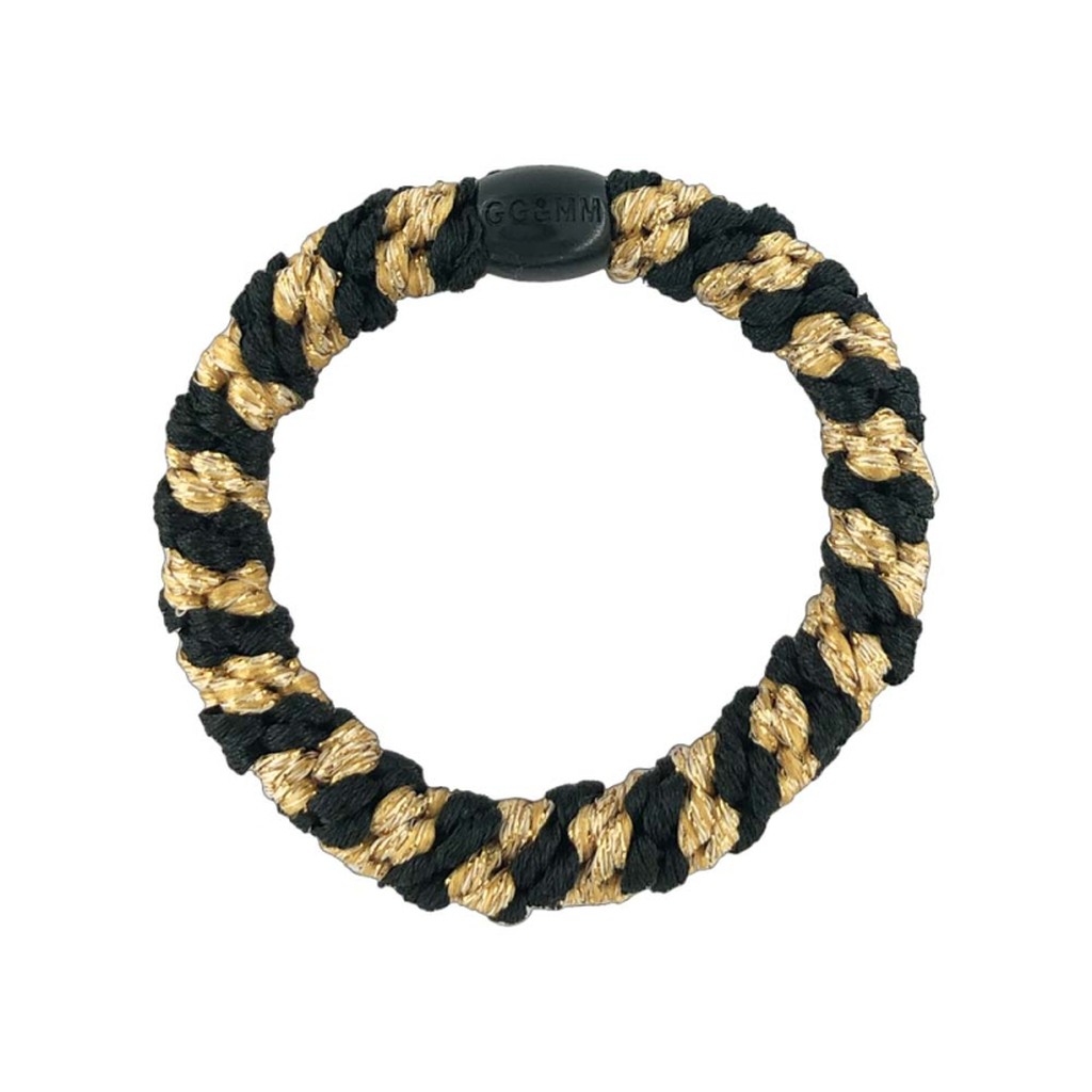 Hårelastik fra By Stær - Multi black, gold glitter