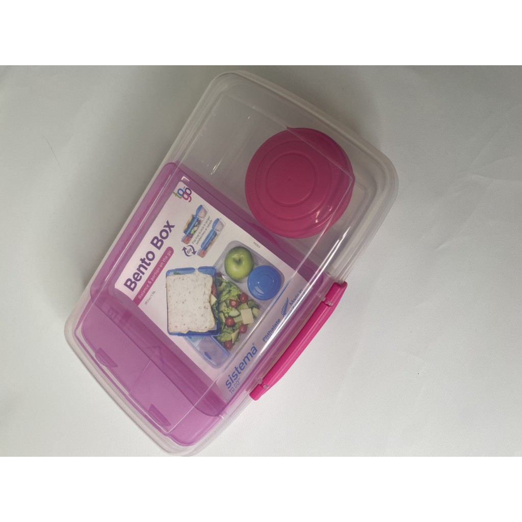 Sistema Bento Madkasse 1,76L med Yoghurtbæger - pink