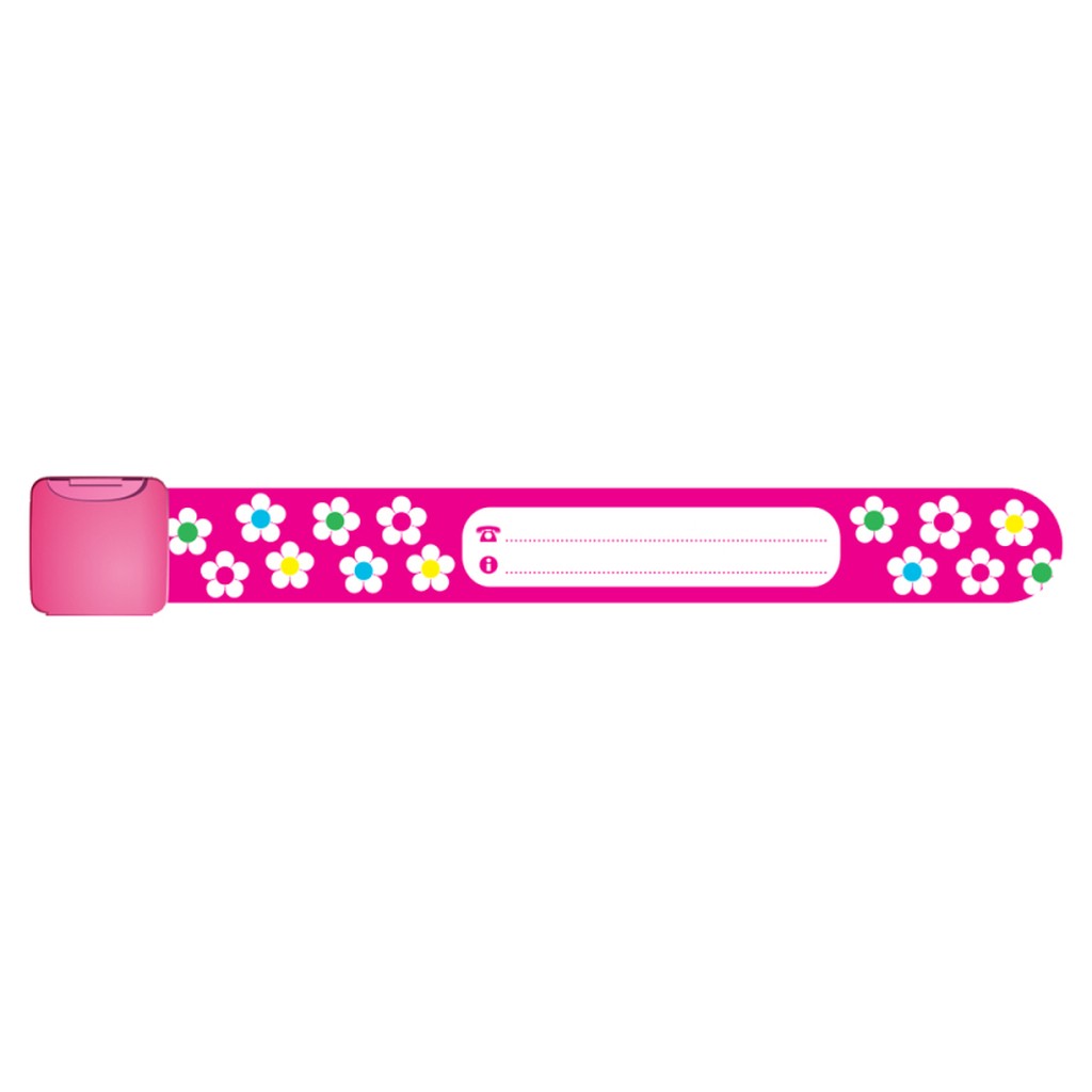 Infoband / Navnearmbånd - Pink blomster