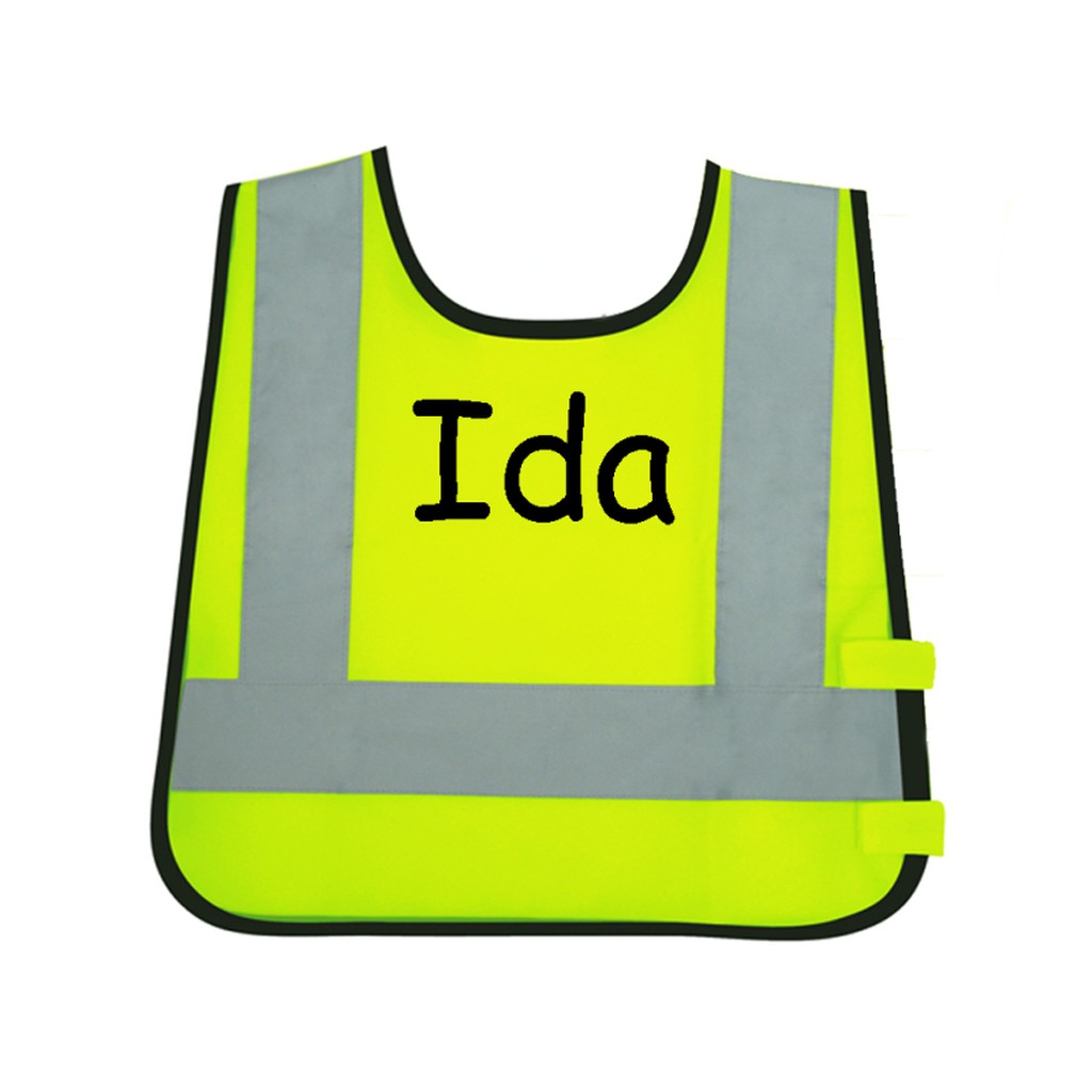 Refleksvest med navn - Gul