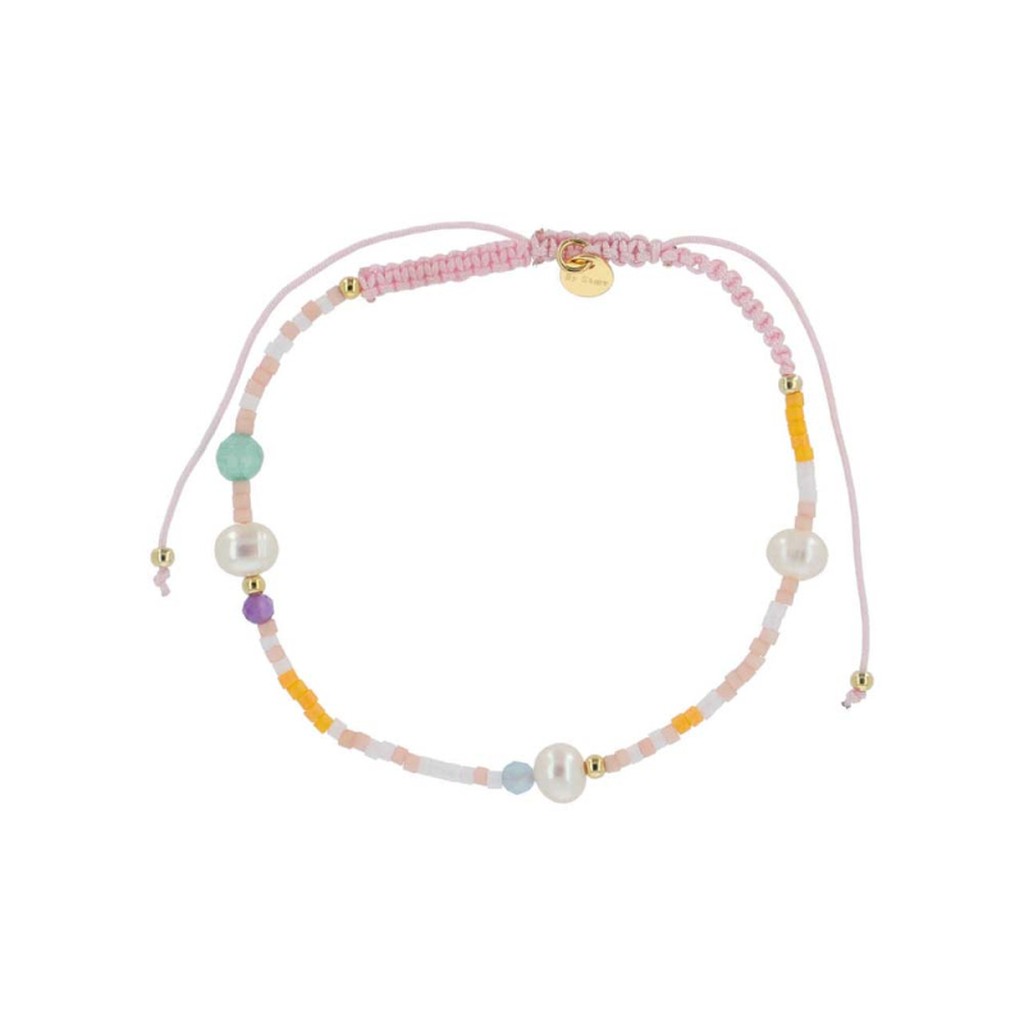 Helle armbånd med ferskvandsperler og ædelsten - Rosa Mix