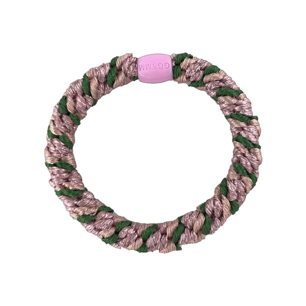 Hårelastik fra By Stær - Multi antique rose, green and baby pink glitter