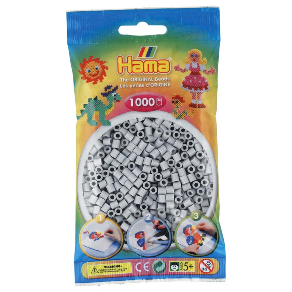 Hama perler midi 1000 stk -  Lys grå - 70