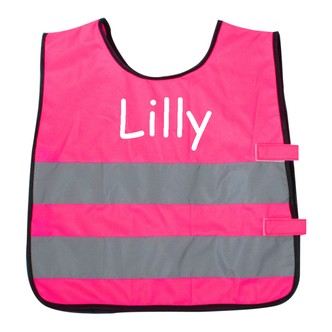 Refelskvest med navn - Pink