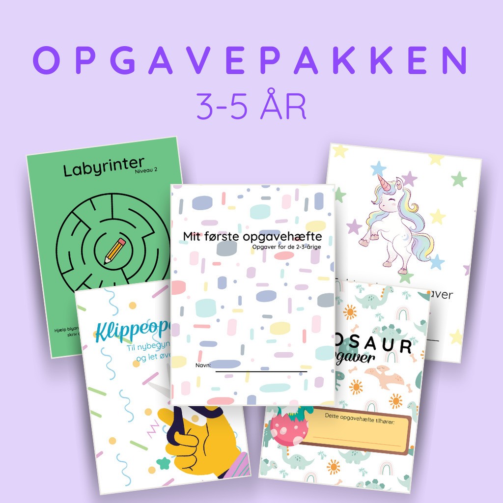 Opgavepakke: 3-5 år - opgaver til førskolebørn - print selv