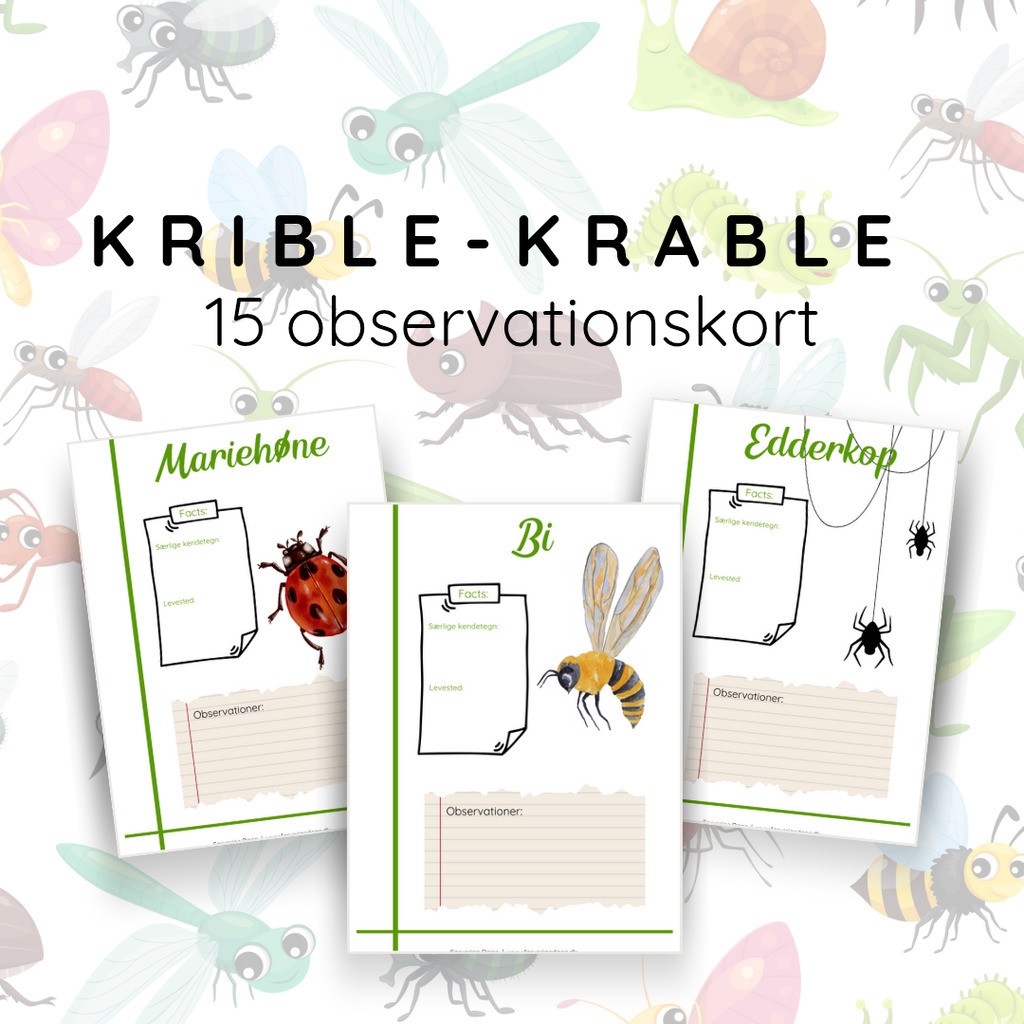 Krible Krable observationskort - print selv
