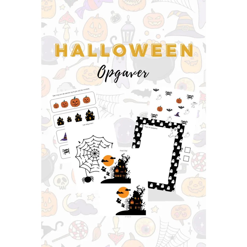 Halloween opgaver til børn - print selv - 4-6 år