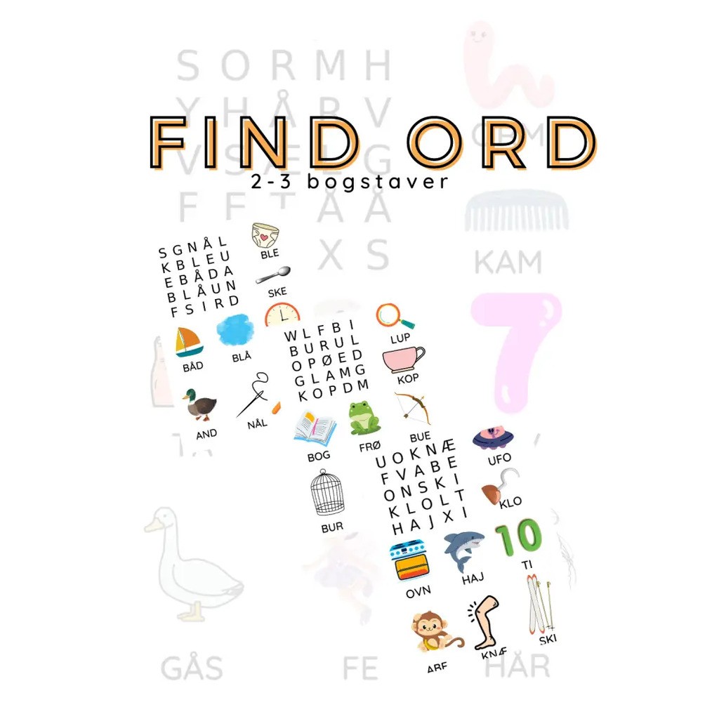 Find ord-opgaver til nybegynderen - print selv