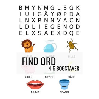 Find ordene - 4-5 bogstaver - print selv