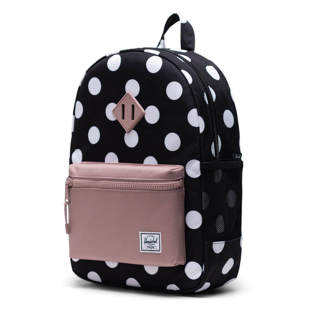 Herschel Heritage Rygsæk Youth Polka Dot Sort and White/Ash 16L