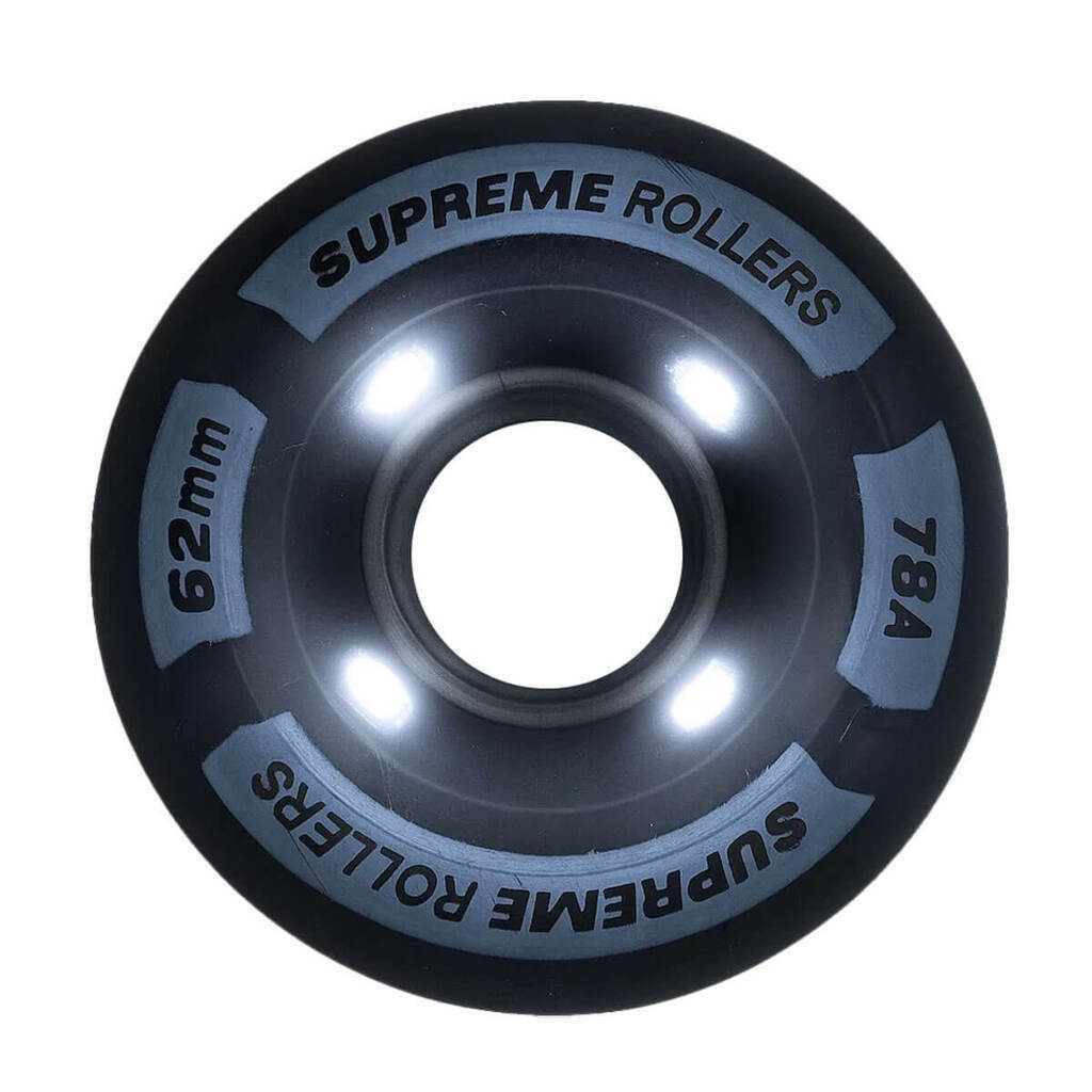Supreme Rollers Side By Side Hjul LED-lys 62mm/78A Sort 4 Pak