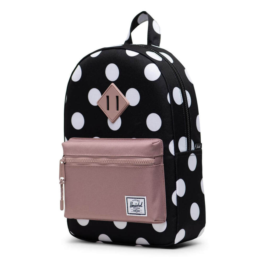 Herschel Heritage Rygsæk Youth Polka Dot Sort And White/Ash Rose 9L