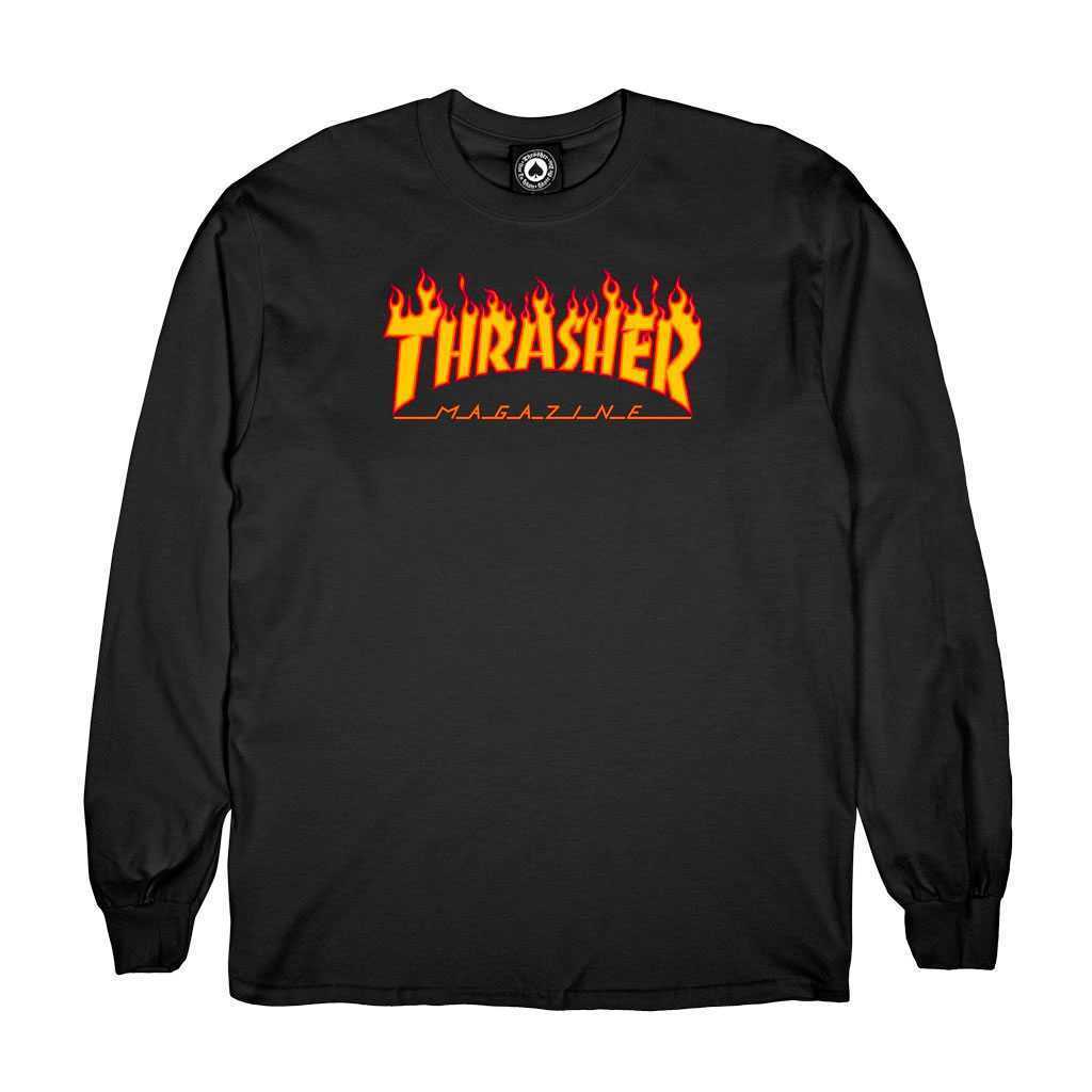Thrasher Flame Long Sleeve T-Shirt Sort Long Sleeve