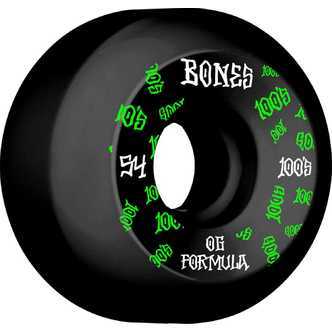 Bones Wheels Skateboard 100 54mm 100A Black V5 Sidecut 4-pak