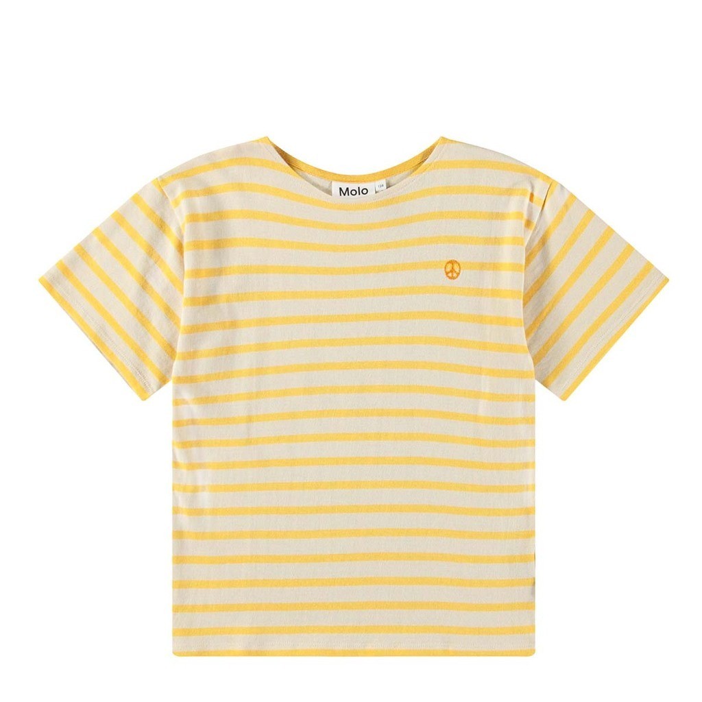 Molo | T-shirt Rilee, stribet råhvid og gul