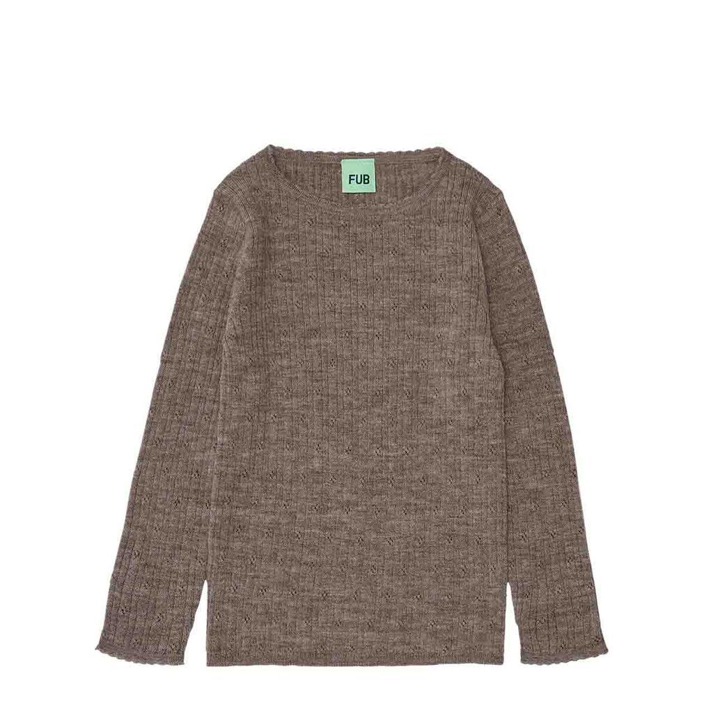 FUB | Trøje Pointelle, beige melange