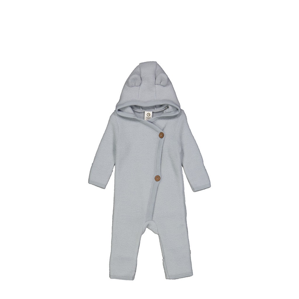 Musli | Uld heldragt fleece med hætte, lyseblå